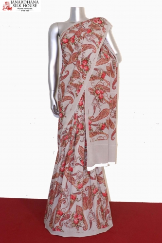 Exclusive Floral Prints Pure Crepe Silk Saree